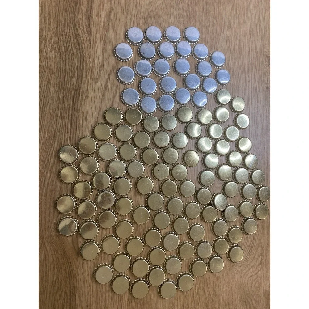 Cork Lined Metal Bottle Cap Lot Gold Silver Craft Brewing Soda Beer Crafts 120pc